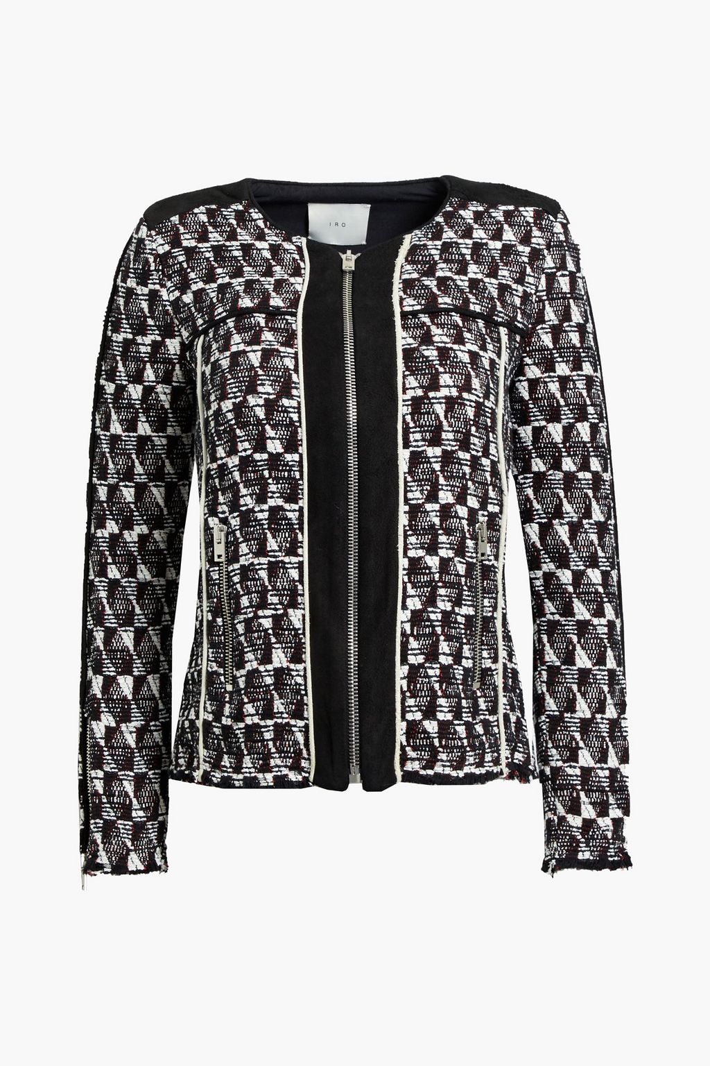 IRO - Kamber Suede-Trimmed Cotton-Blend Tweed Jacket Black - FR 38