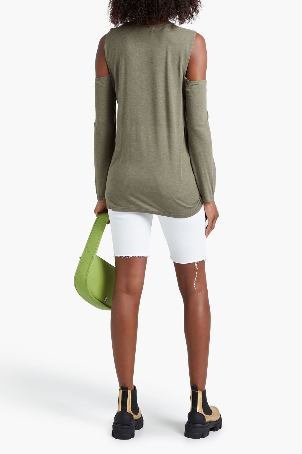 IRO Adele cold-shoulder mélange jersey top