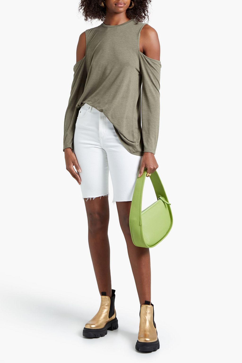 IRO Adele cold-shoulder mélange jersey top