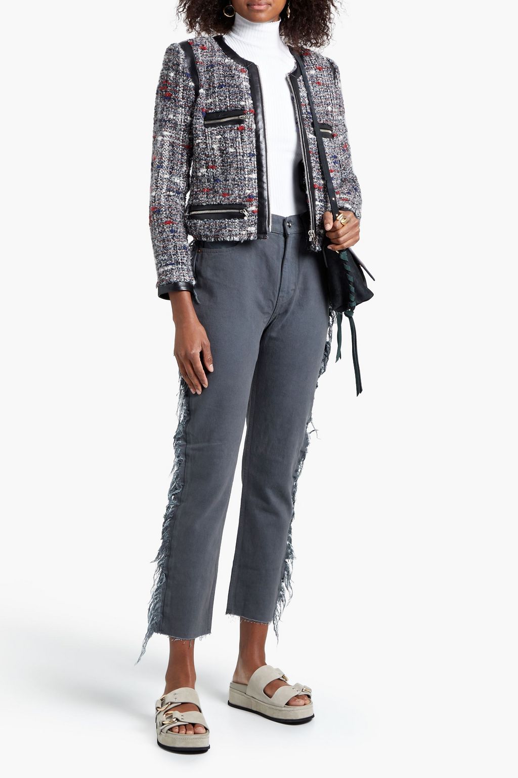 IRO Frayed high-rise slim-leg jeans
