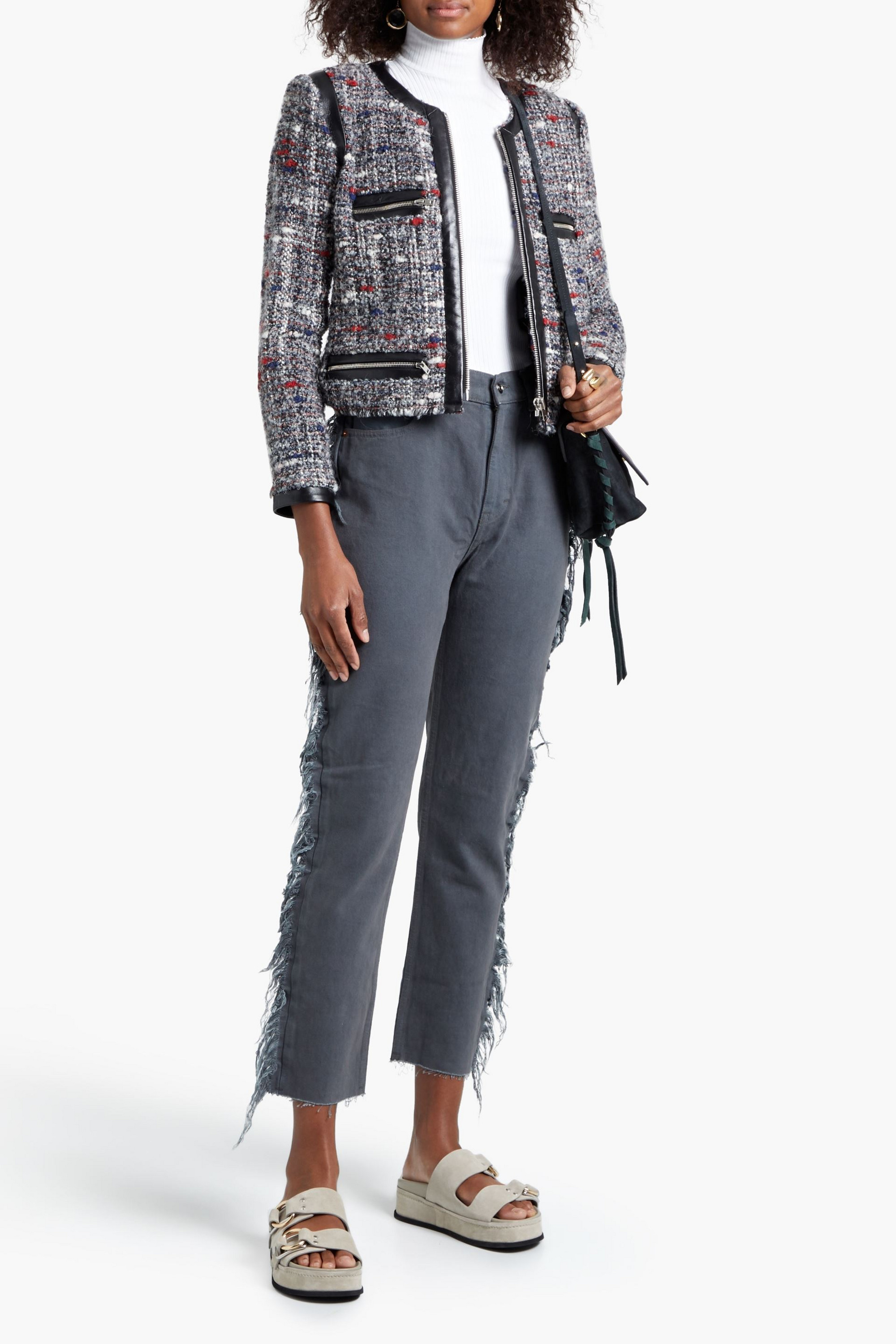 IRO Frayed high-rise slim-leg jeans