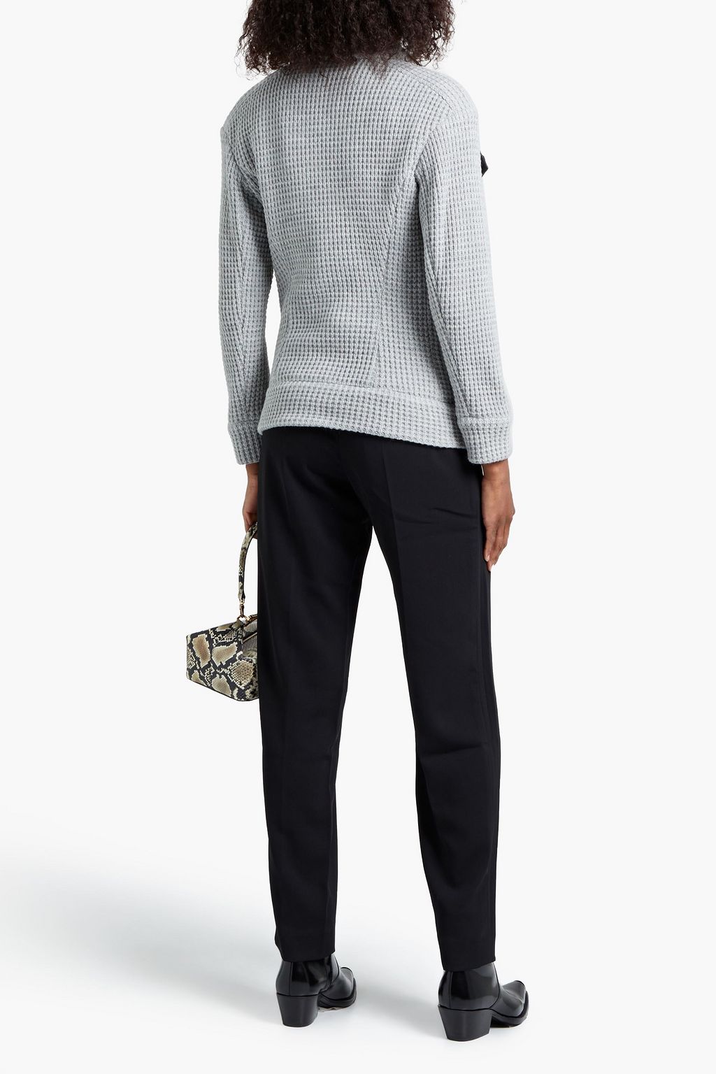 IRO Chelane leather-trimmed waffle-knit jacket