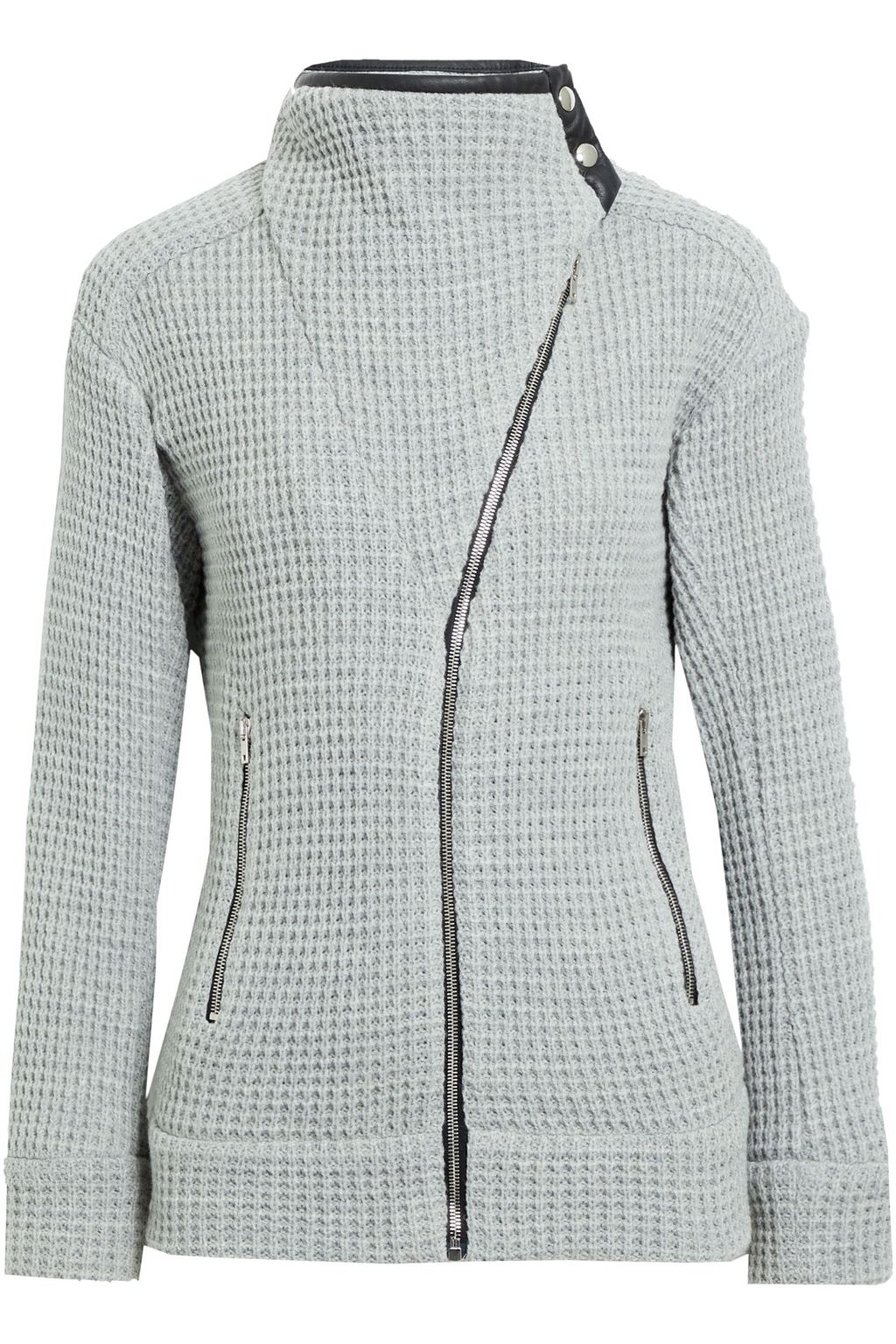 IRO Chelane leather-trimmed waffle-knit jacket | THE OUTNET