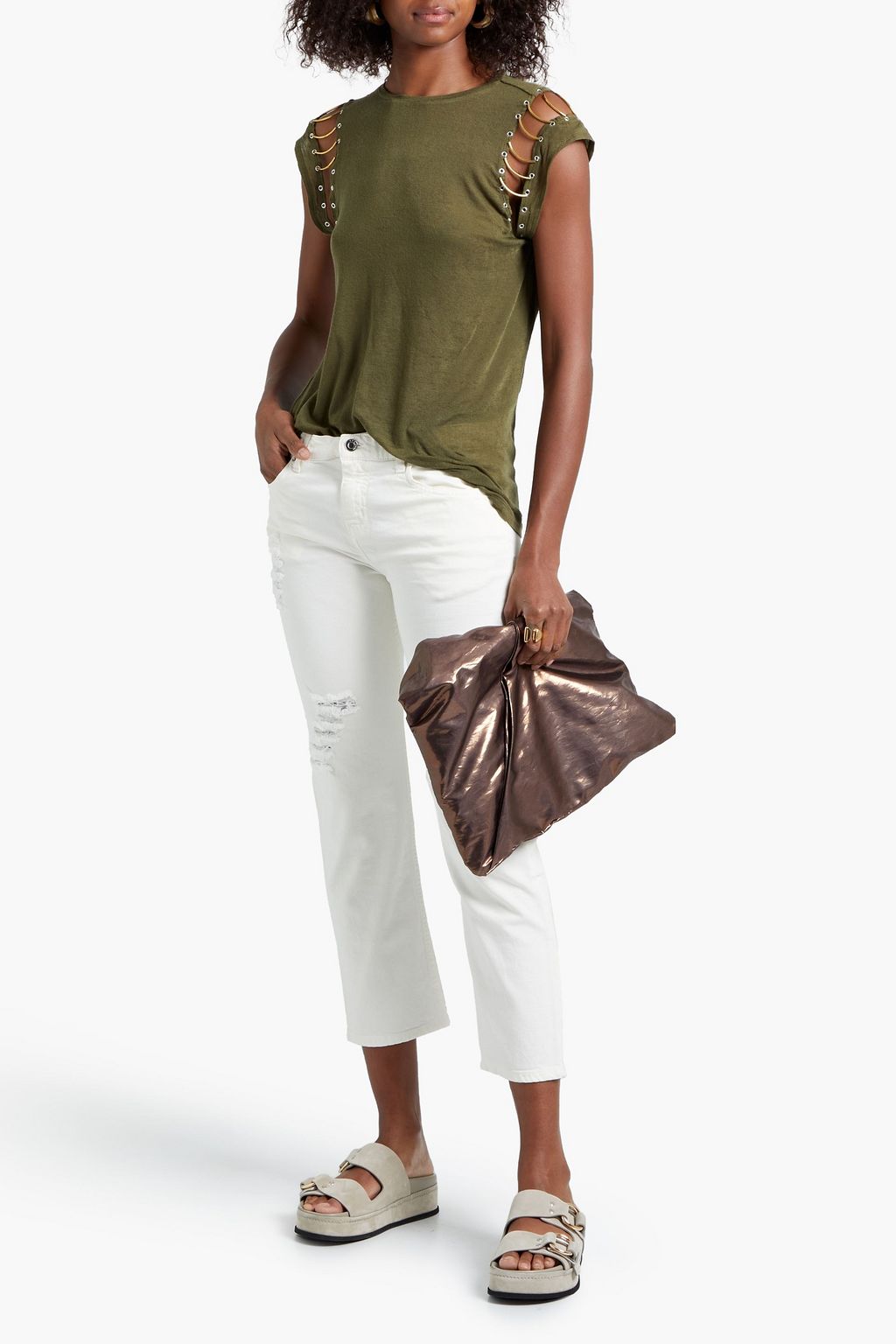 IRO Navrick distressed mid-rise slim-leg jeans