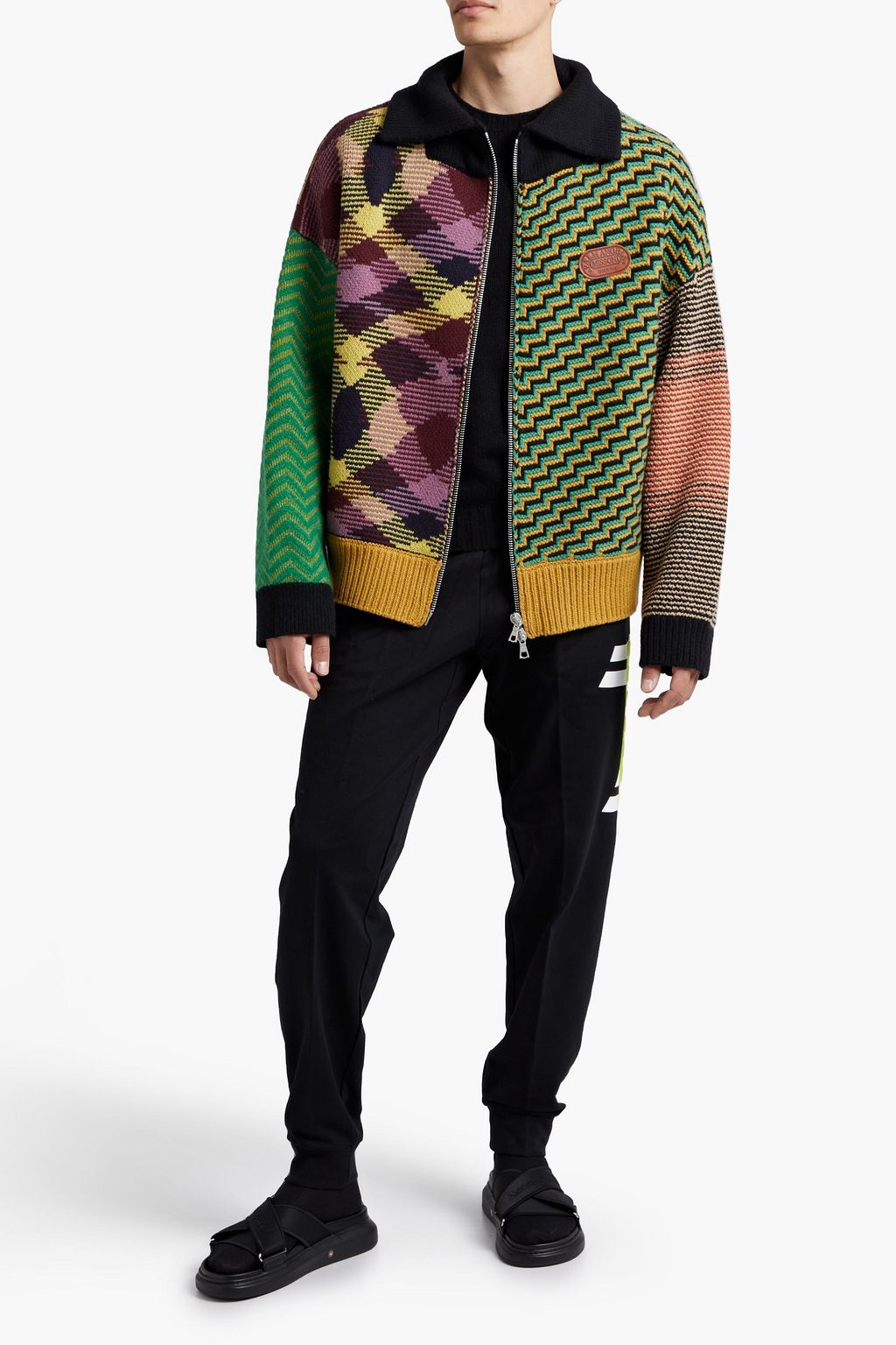 PALM ANGELS X MISSONI Jacquard-knit wool-blend cardigan