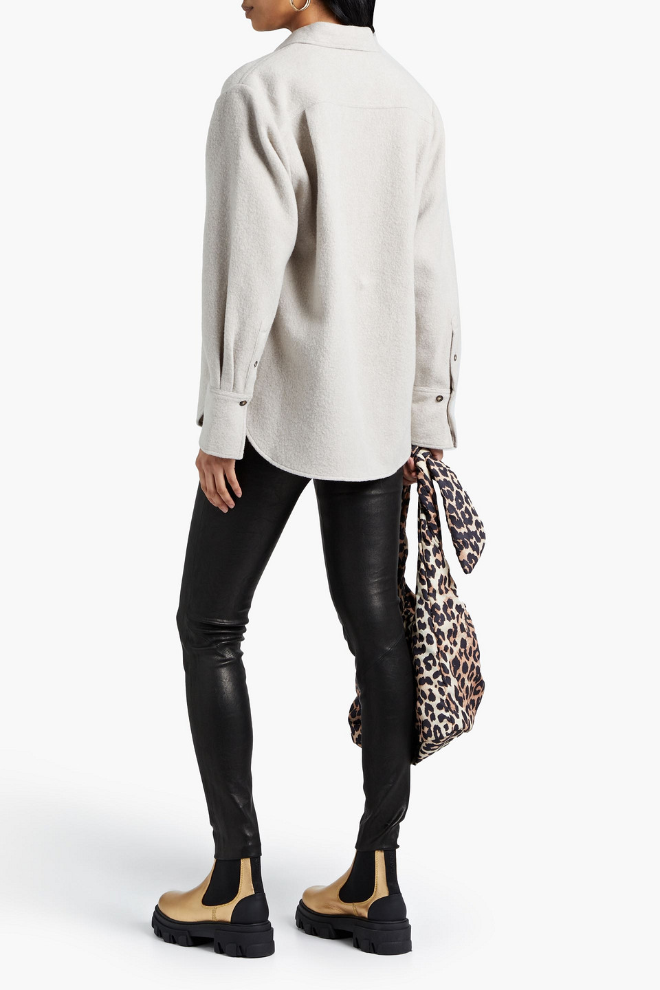 Frame Oversized Wool-blend Jacket In Light Gray