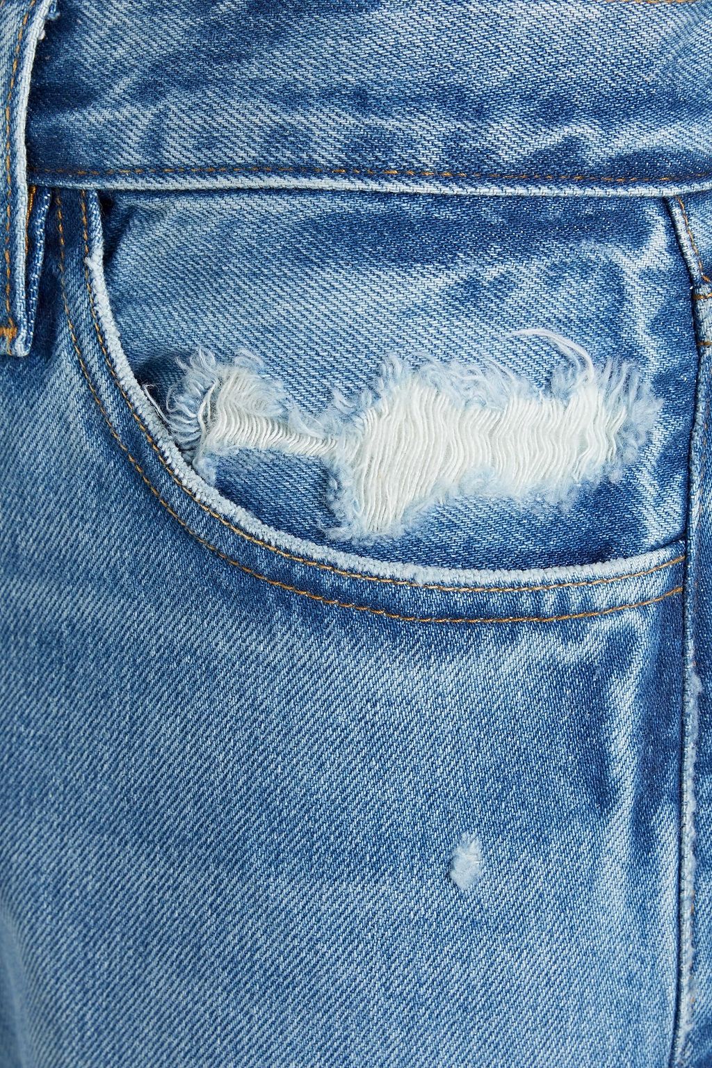 FRAME Le Pixie Slouch distressed high-rise straight-leg jeans