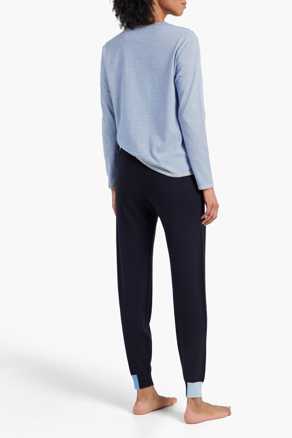 SLEEPY JONES Striped cotton-jersey pajama top