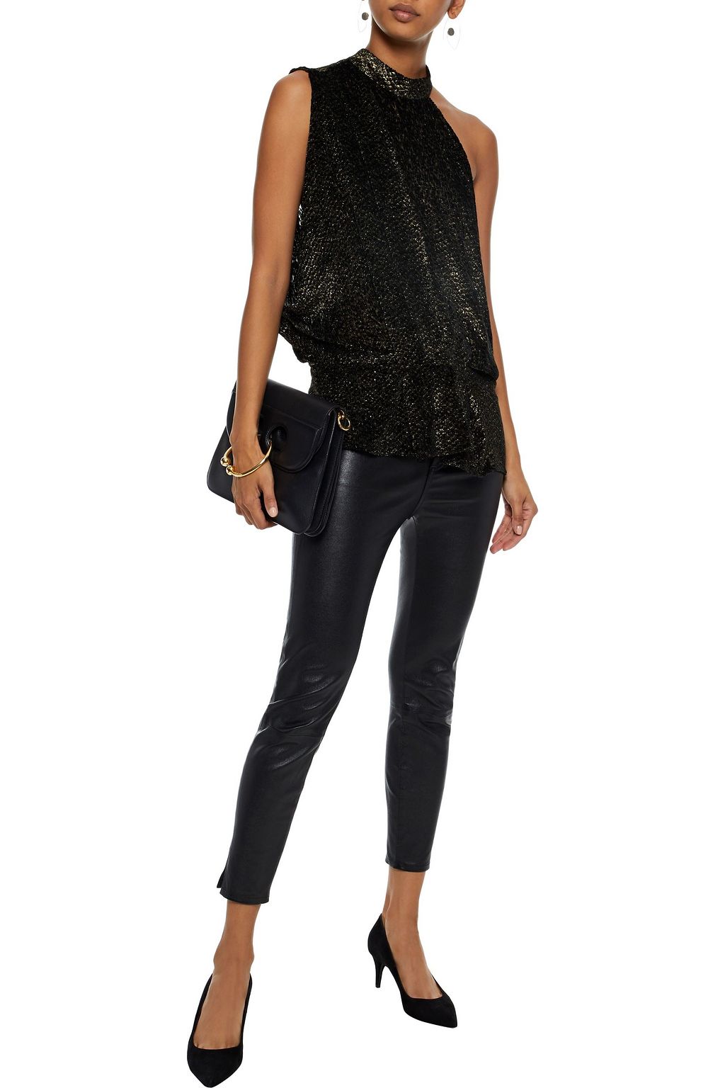 IRO Clasbu draped metallic devoré-velvet top