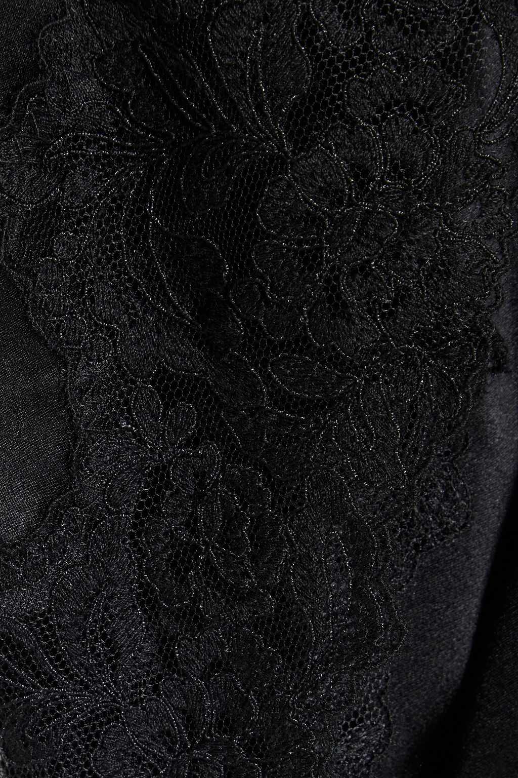MONIQUE LHUILLIER X HANKY PANKY Lace-trimmed silk-satin robe