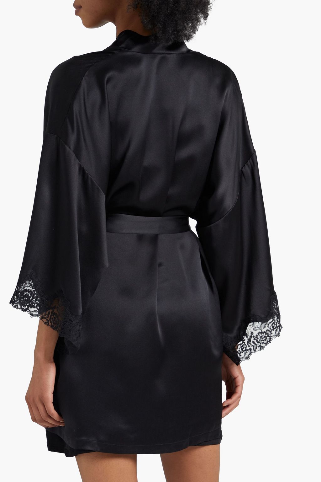 MONIQUE LHUILLIER X HANKY PANKY Lace-trimmed silk-satin robe