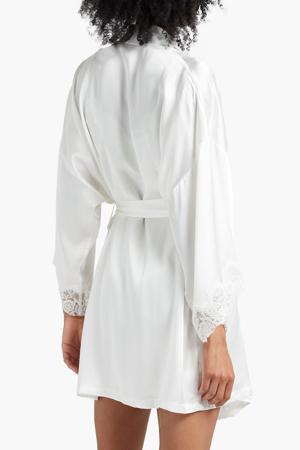 MONIQUE LHUILLIER X HANKY PANKY Lace-trimmed silk-satin robe