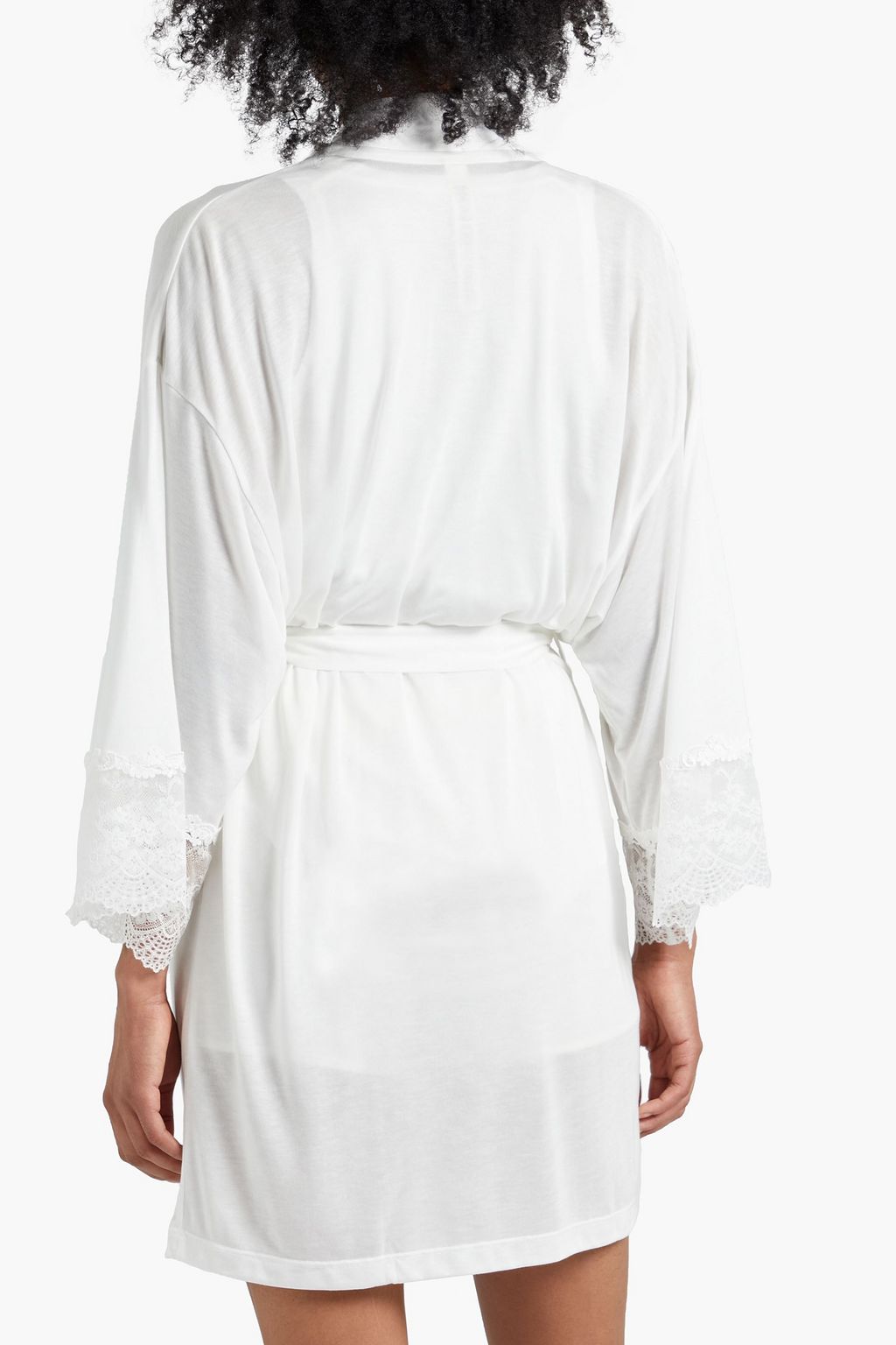 MONIQUE LHUILLIER X HANKY PANKY Lace-trimmed Micro Modal-jersey robe