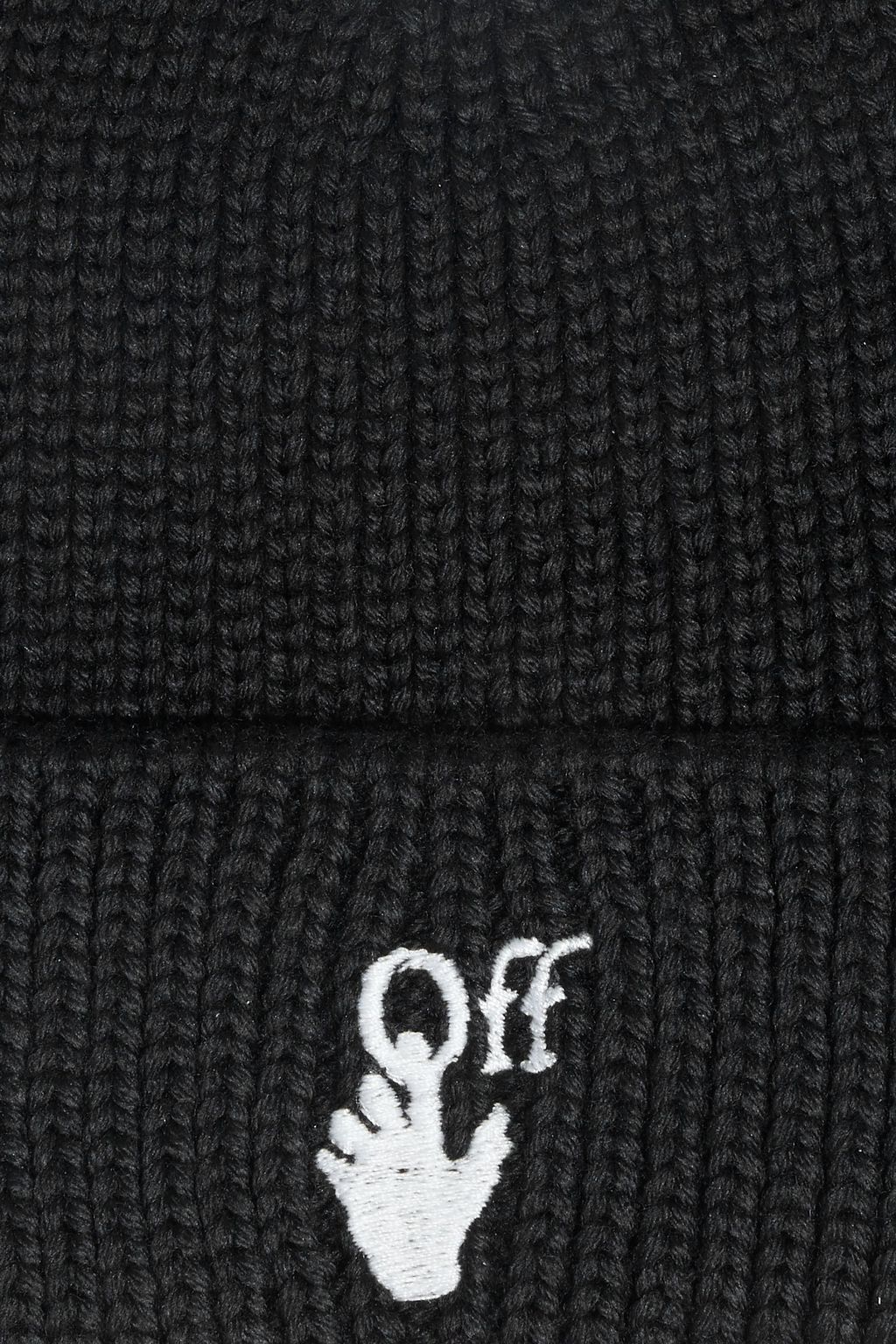OFF-WHITE™ Embroidered ribbed wool beanie