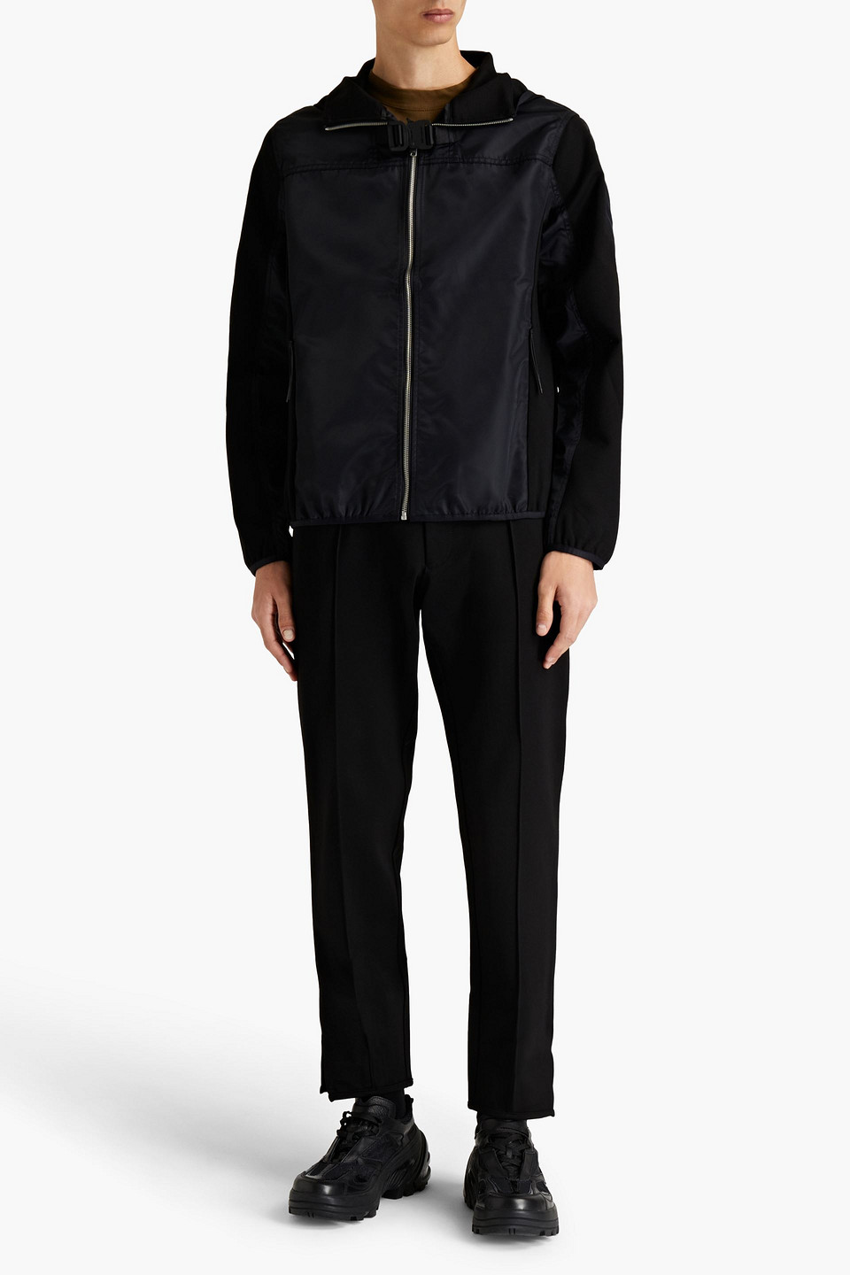 Alyx 1017  9sm Man  Shell-paneled Jersey Hooded Jacket In Black
