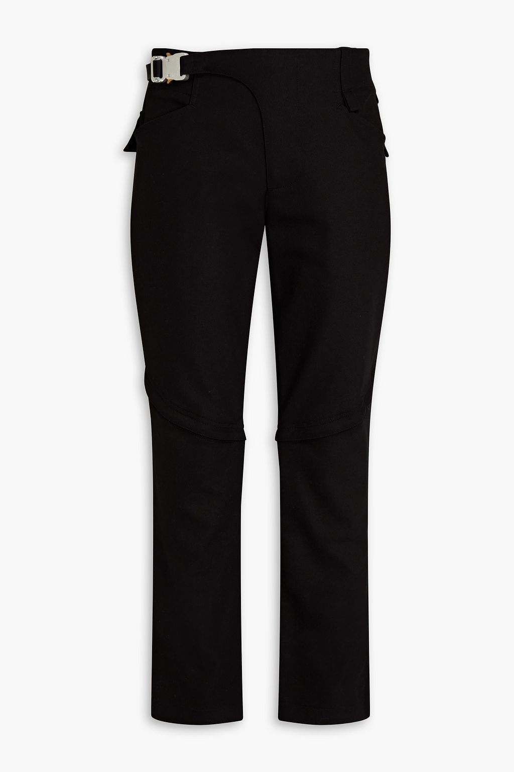 Black Buckle-detailed cotton pants 