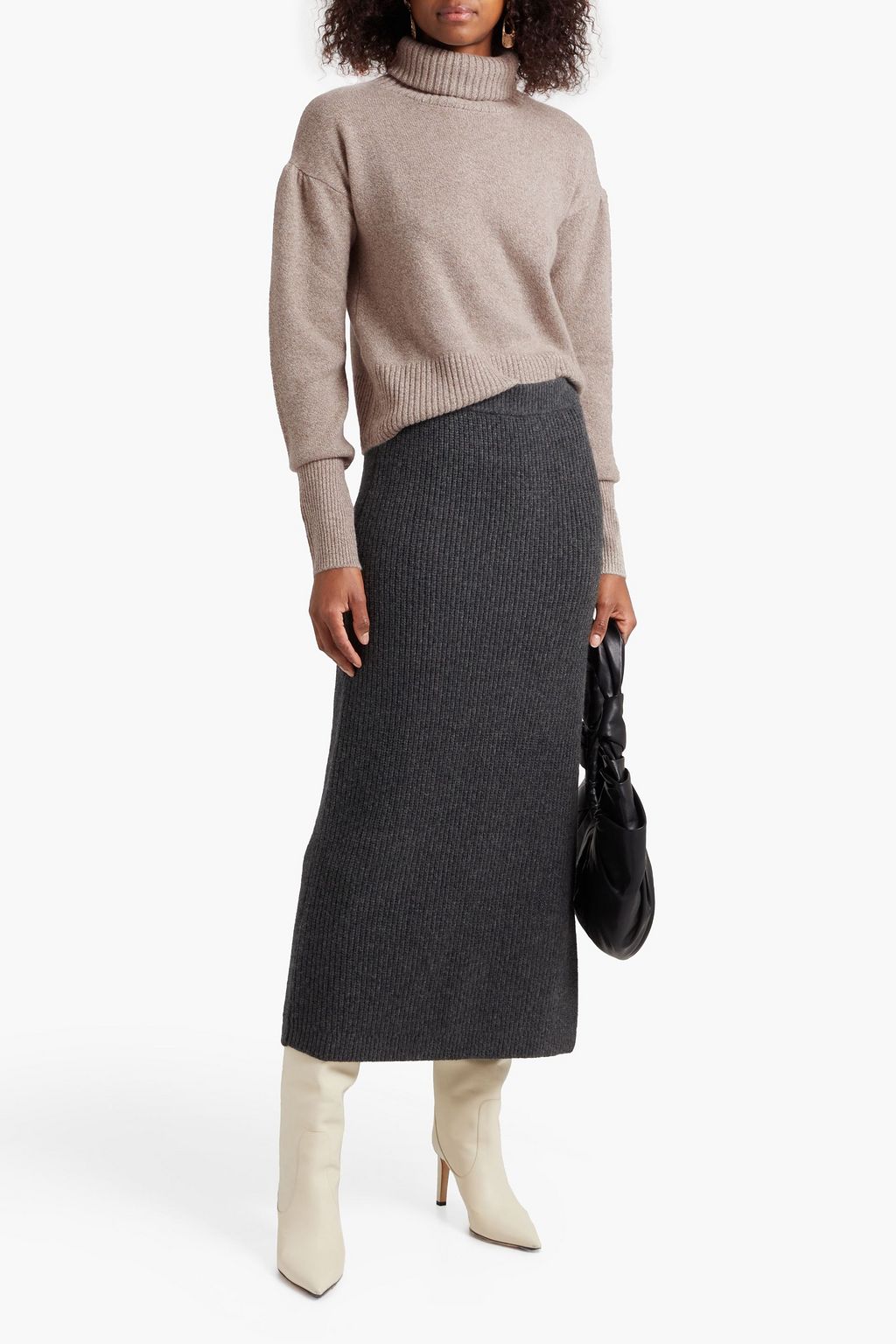 ALTUZARRA Mélange merino wool-blend midi skirt