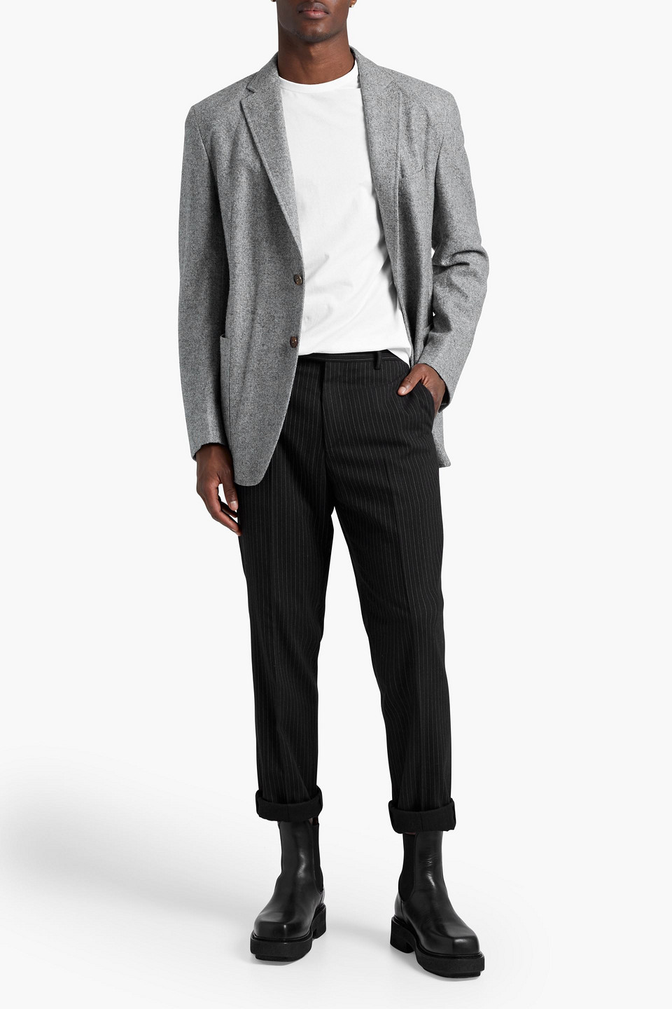 Ermenegildo Zegna Mélange Cashmere And Silk-blend Blazer In Grey