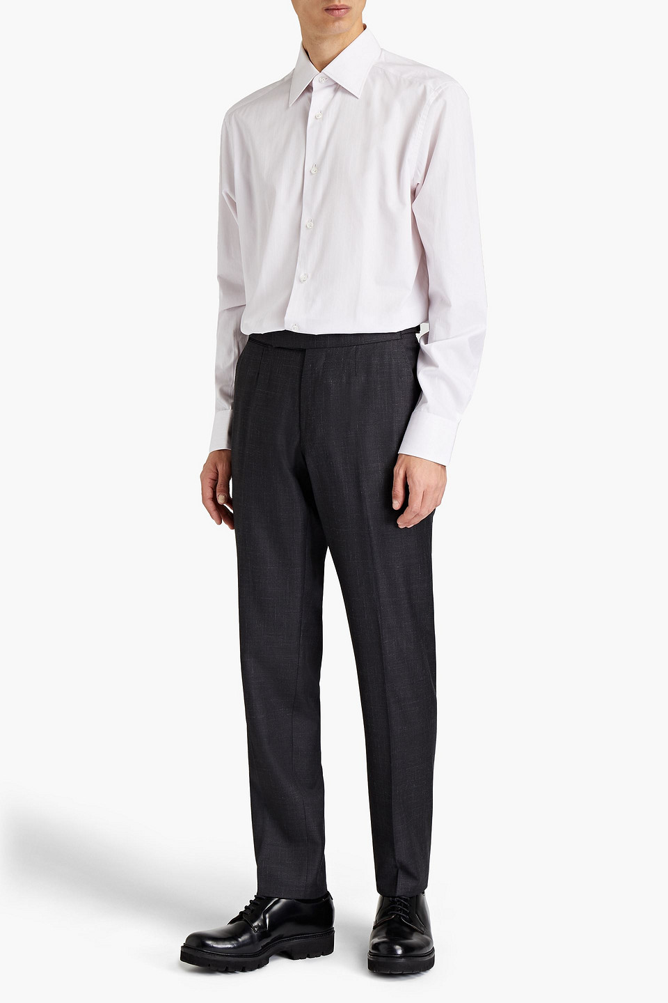 Ermenegildo Zegna Man Wool, Silk And Linen Blend Twill Trousers