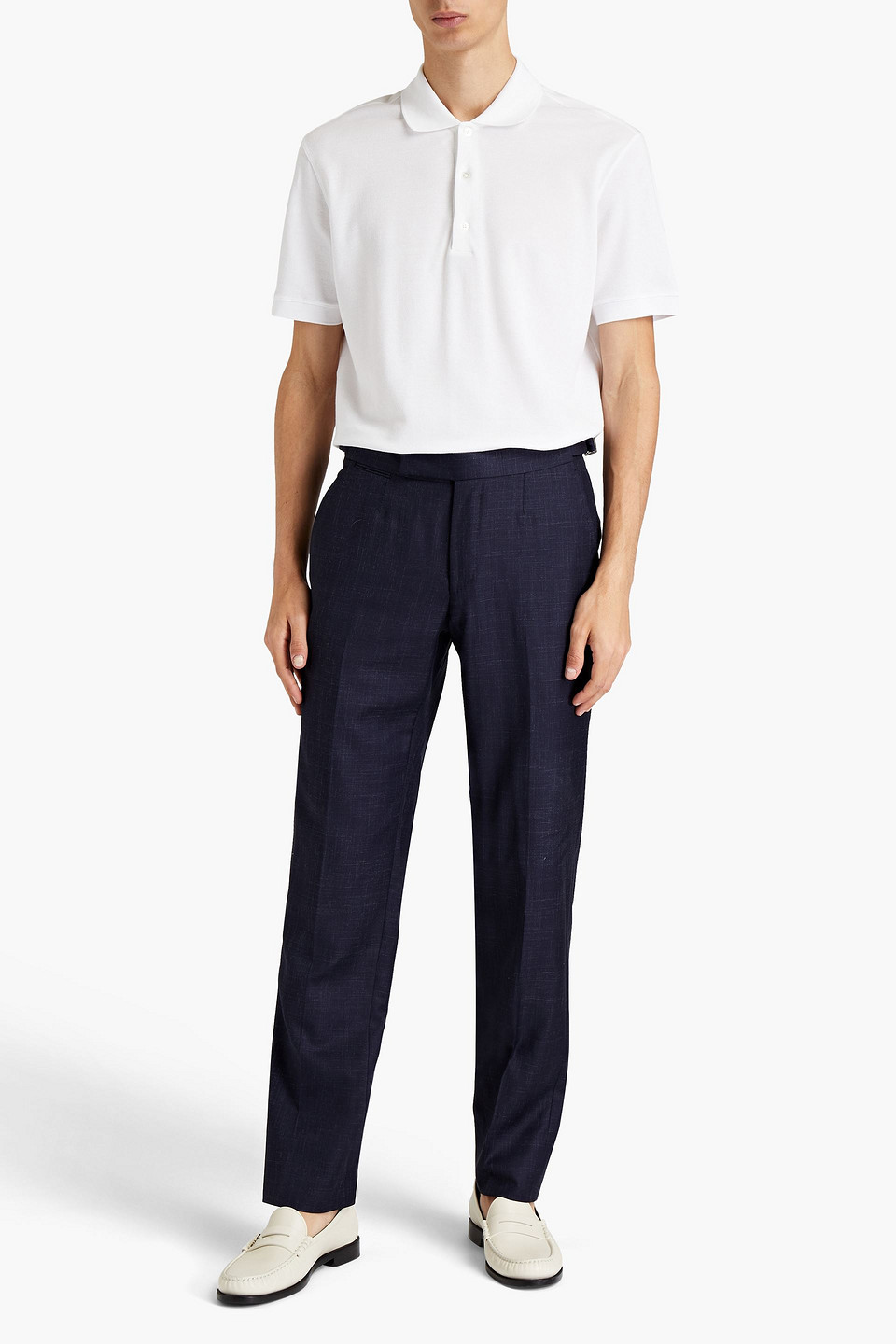 Ermenegildo Zegna Man Wool, Silk And Linen Blend Twill Trousers