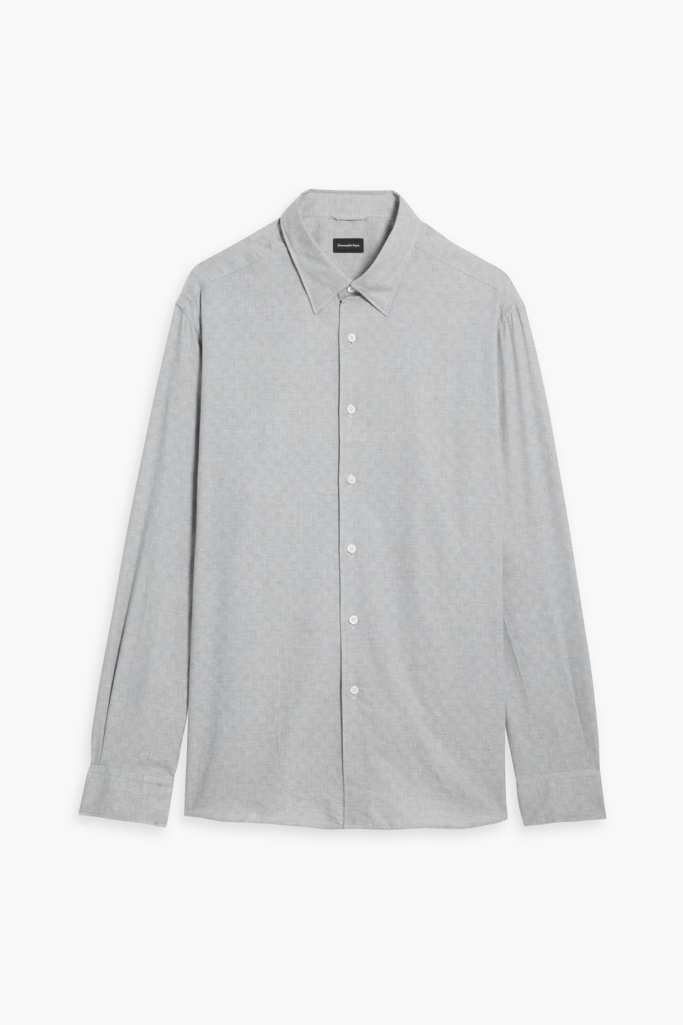 zegna - checked cotton shirt - gray - xxl