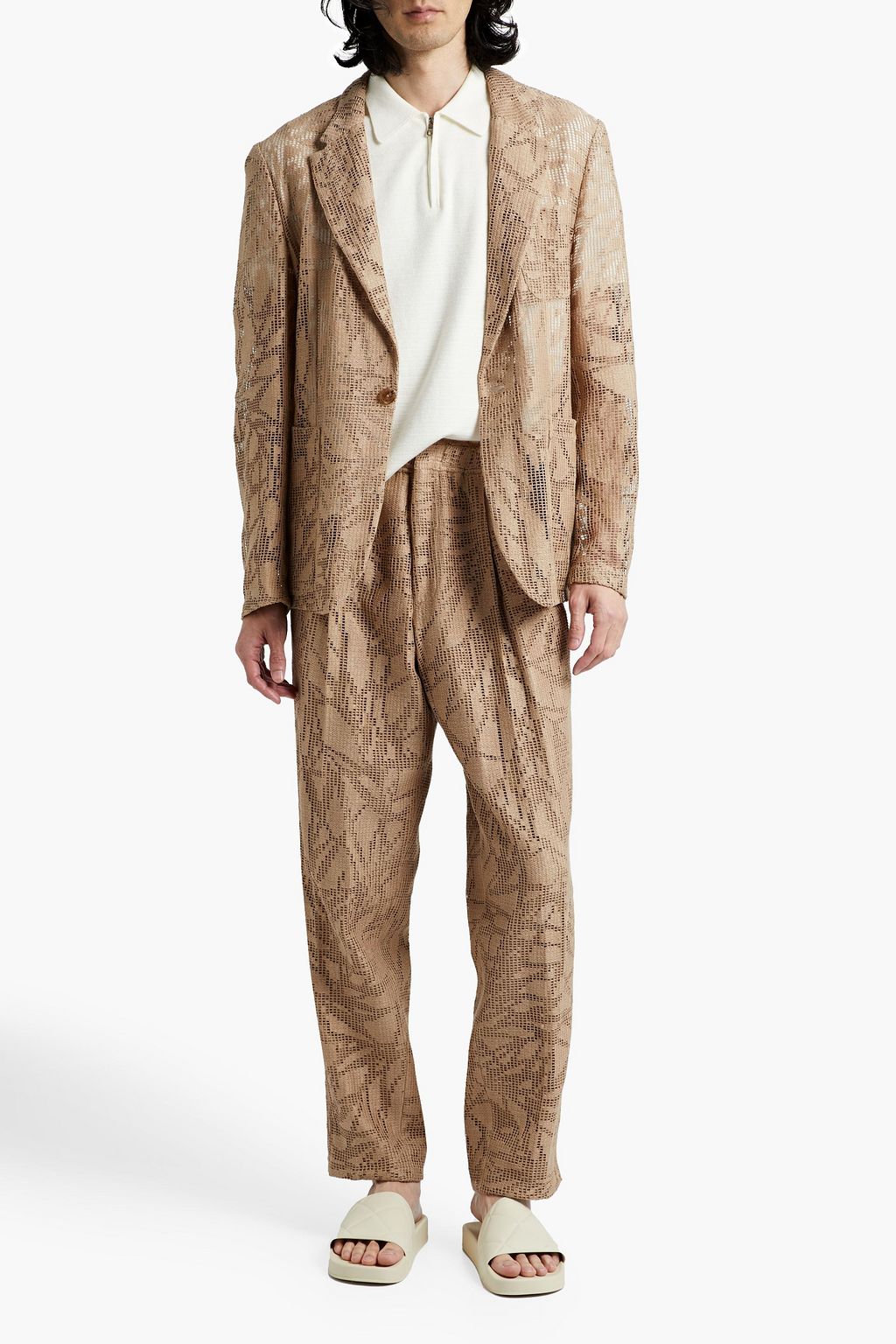 ZEGNA Pleated cotton-crochet suit