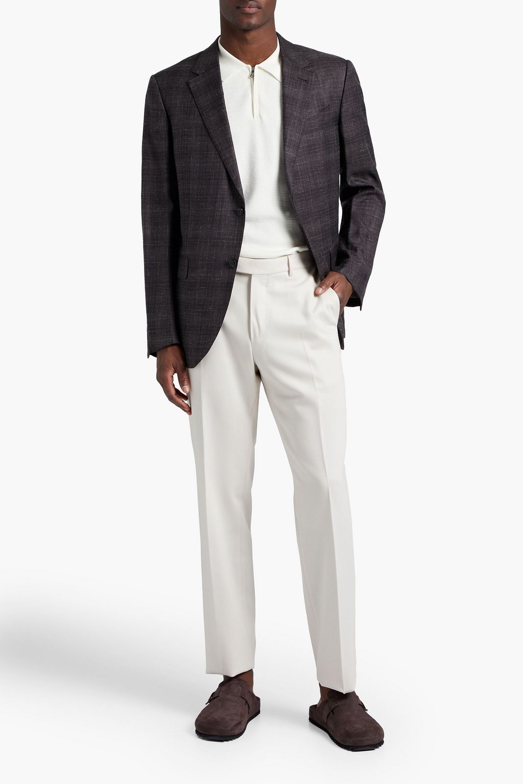ZEGNA Slim-fit mélange cashmere, linen, and silk-blend blazer