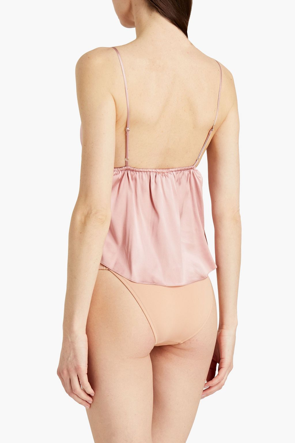 FLEUR DU MAL Bow-embellished stretch-silk satin camisole