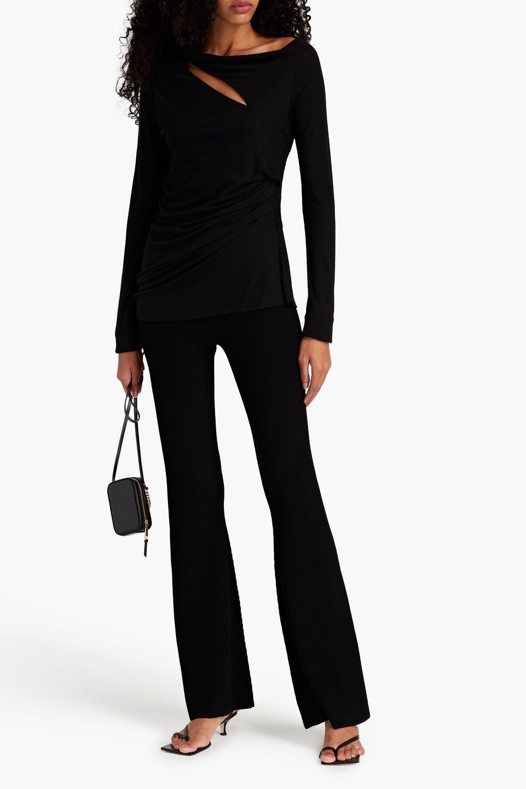HELMUT LANG Ruched cutout jersey top
