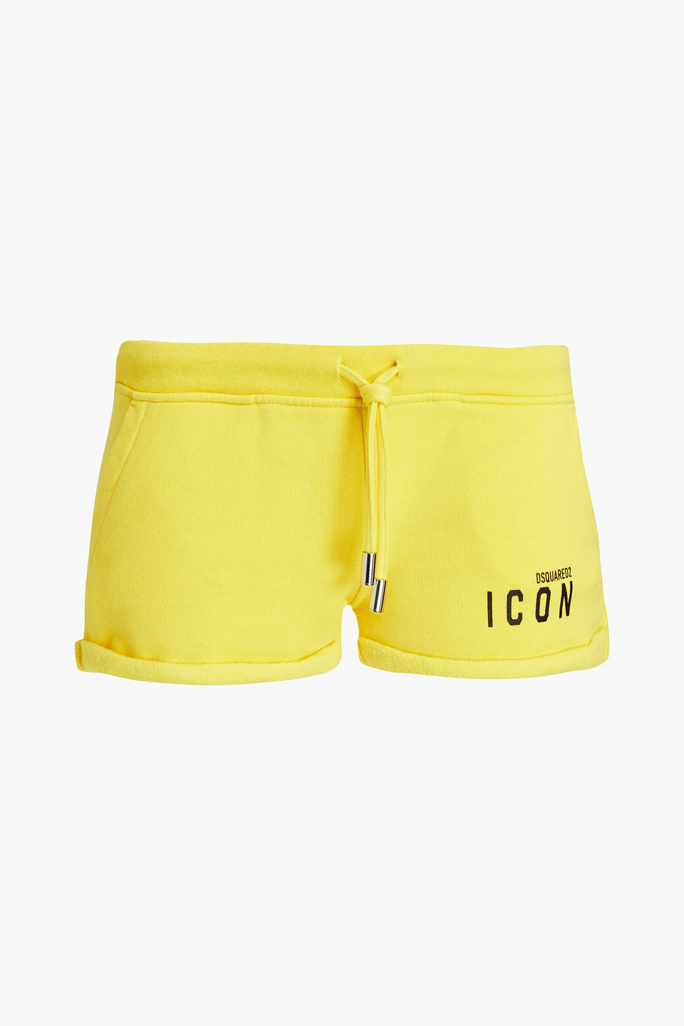 Dsquared2 Printed Cotton-fleece Shorts In Yellow
