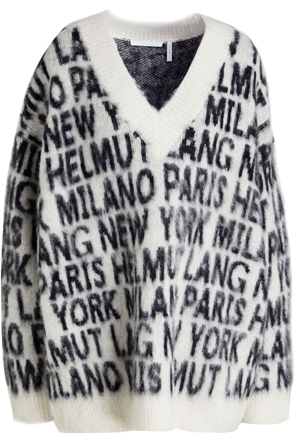 helmut lang - oversized brushed jacquard-knit sweater - white - xs/s