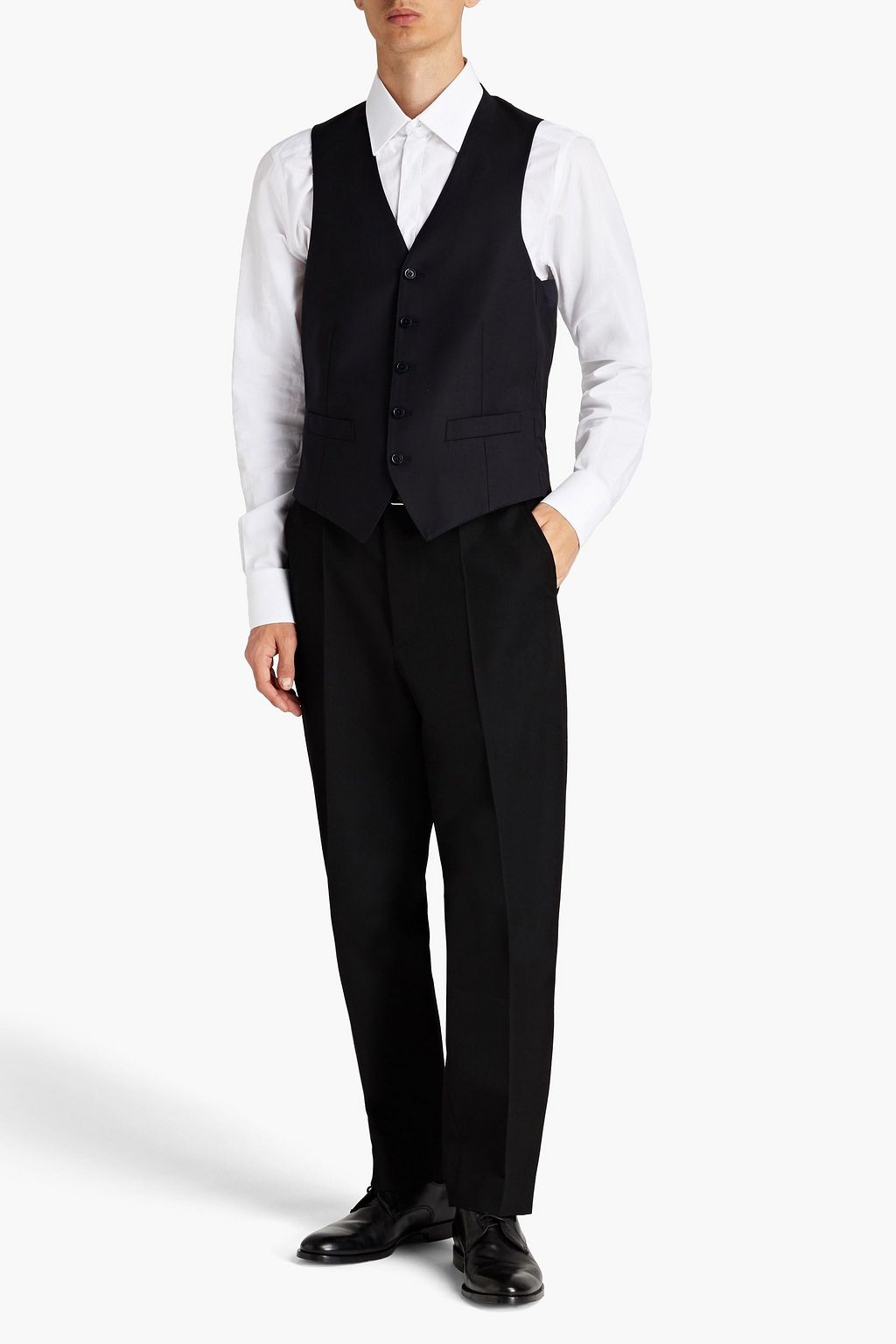 ZEGNA Satin-paneled wool-twill waistcoat