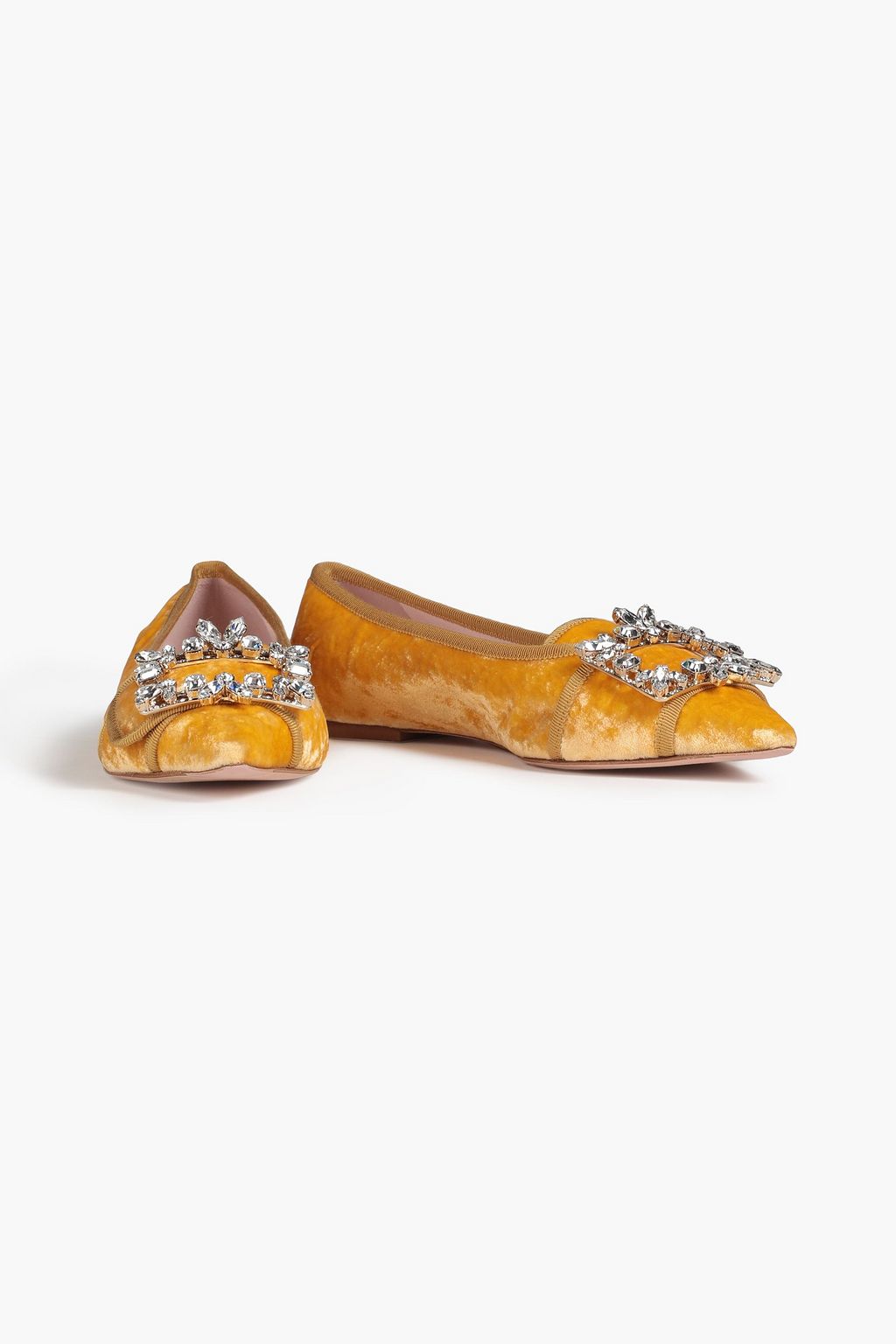 ROGER VIVIER RV Broche embellished velvet point-toe flats