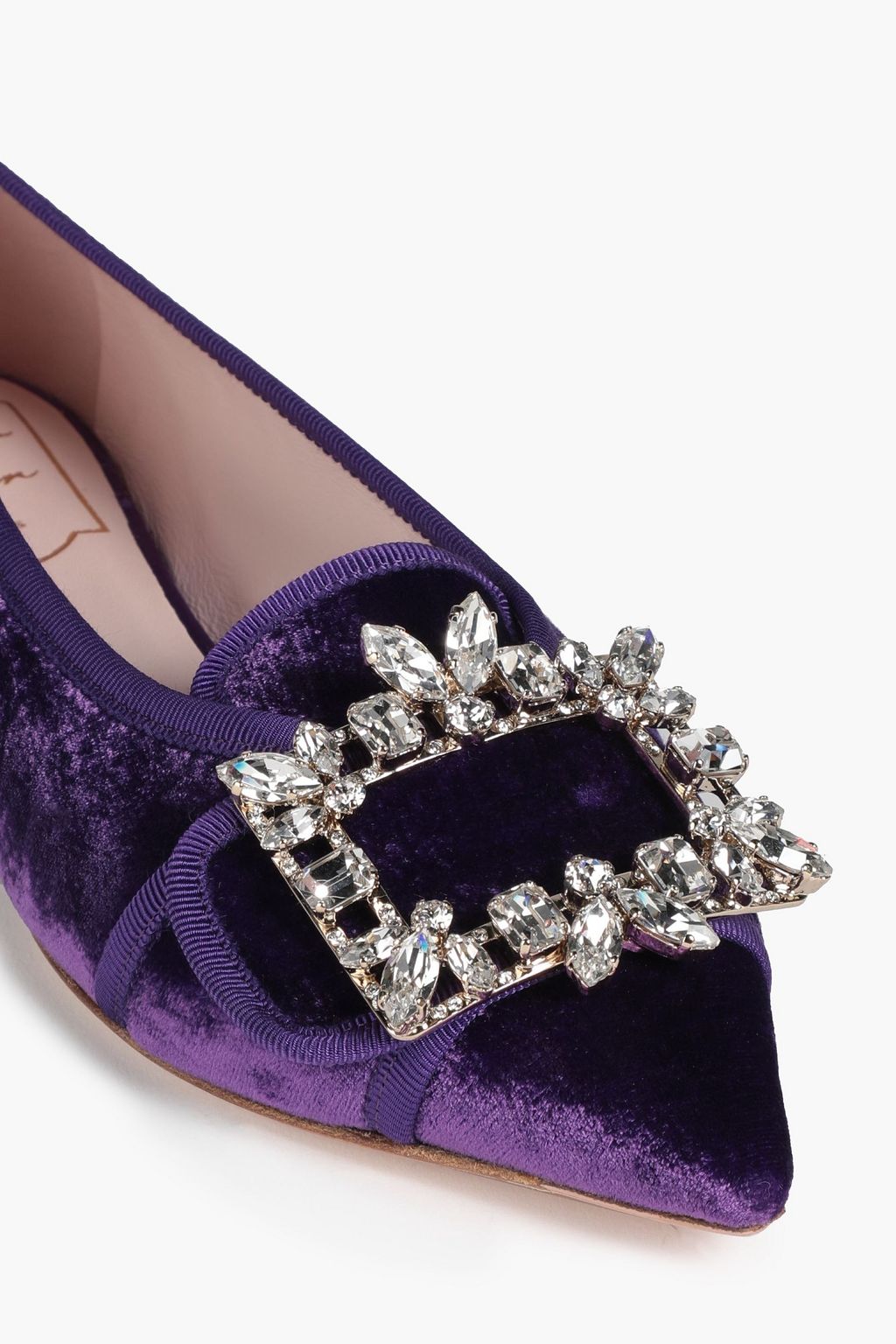 ROGER VIVIER RV Broche embellished velvet point-toe flats