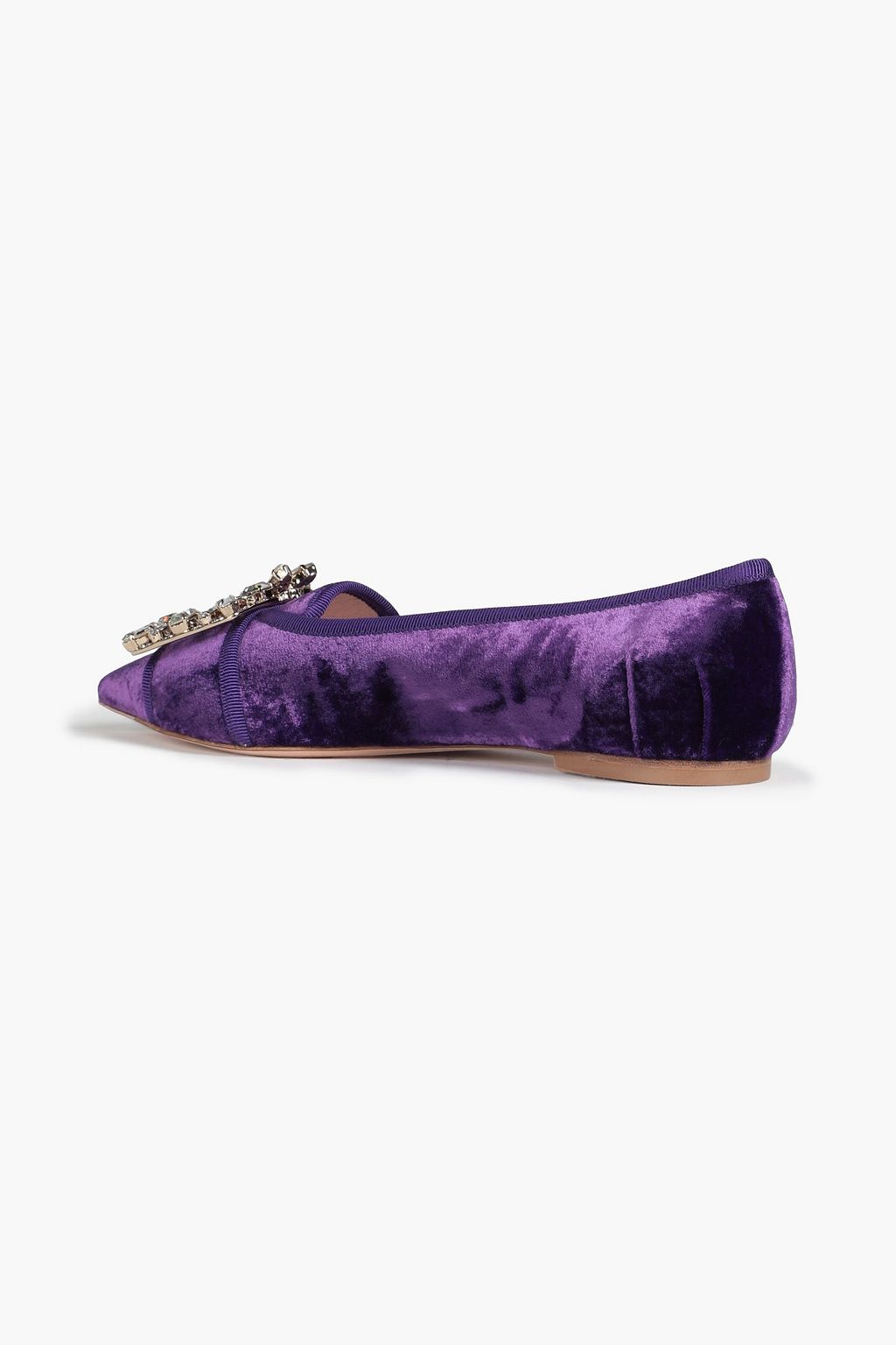 ROGER VIVIER RV Broche embellished velvet point-toe flats