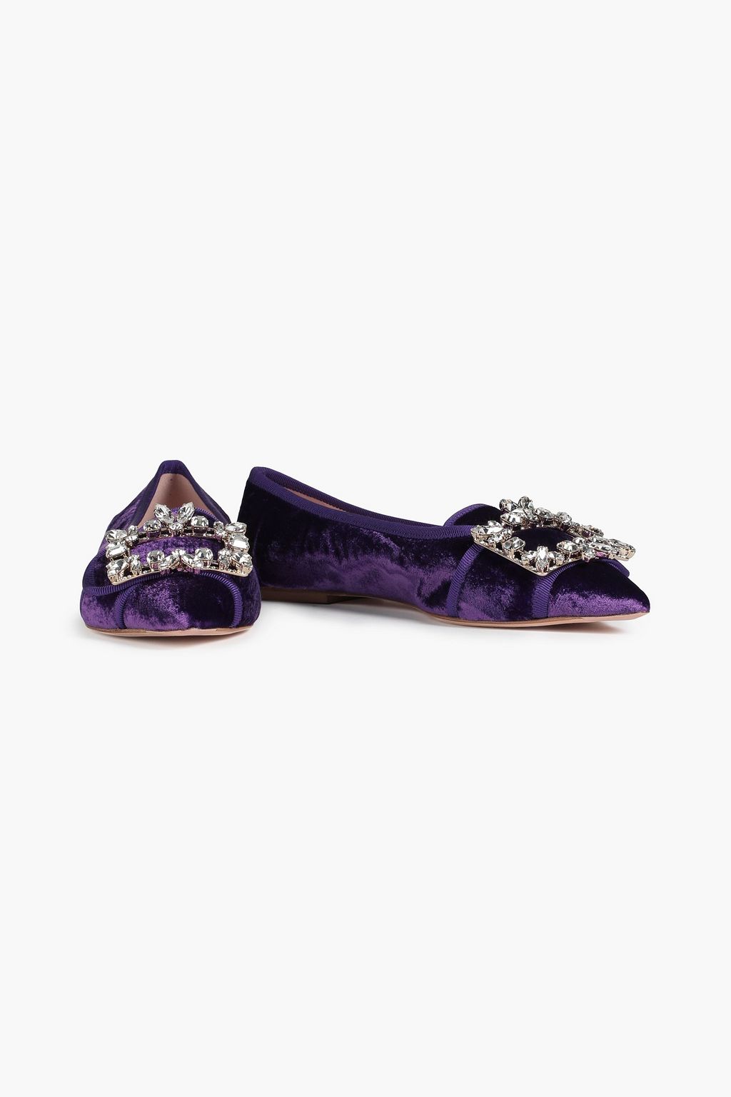 ROGER VIVIER RV Broche embellished velvet point-toe flats