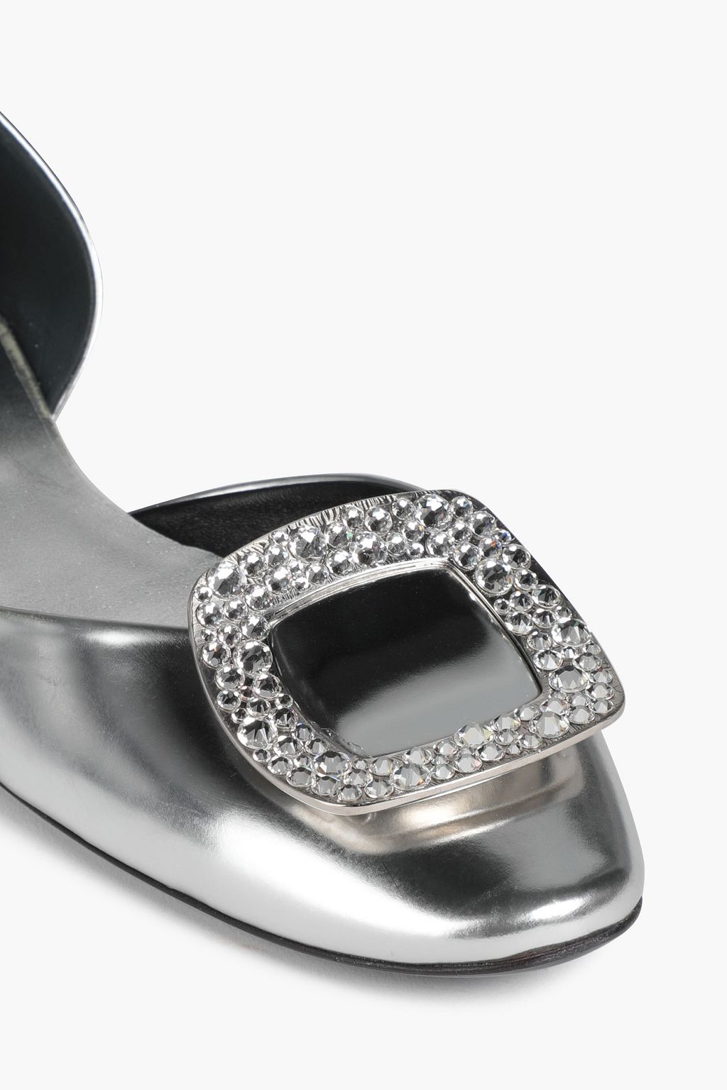 ROGER VIVIER Embellished metallic leather ballet flats