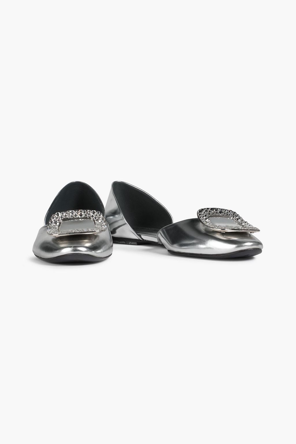 ROGER VIVIER Embellished metallic leather ballet flats