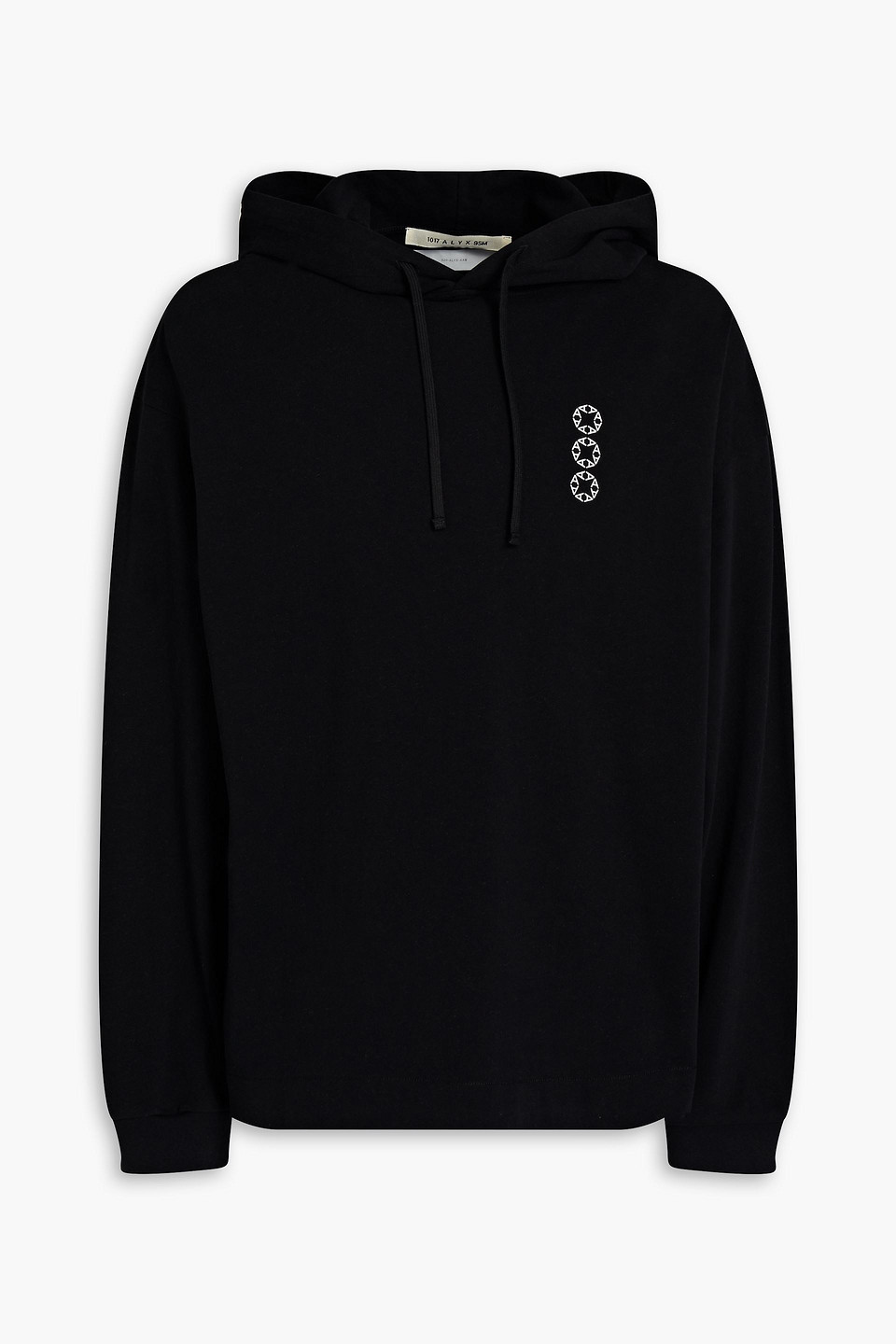 Alyx Printed Cotton-jersey Hoodie In Black