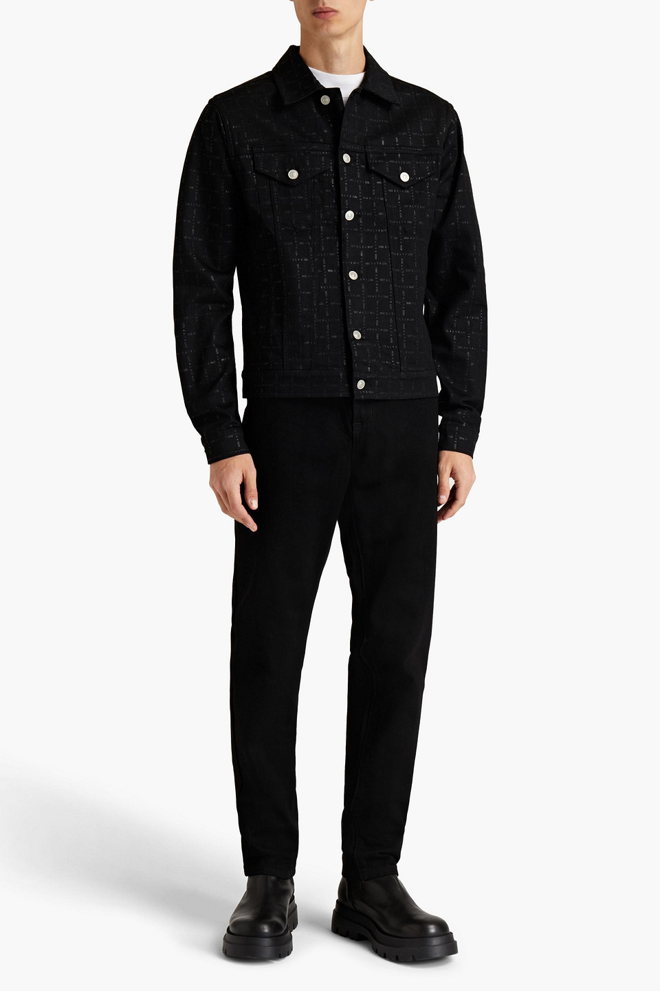 Alyx 1017 9sm Man Monogrammed Denim Jacket In Black | ModeSens