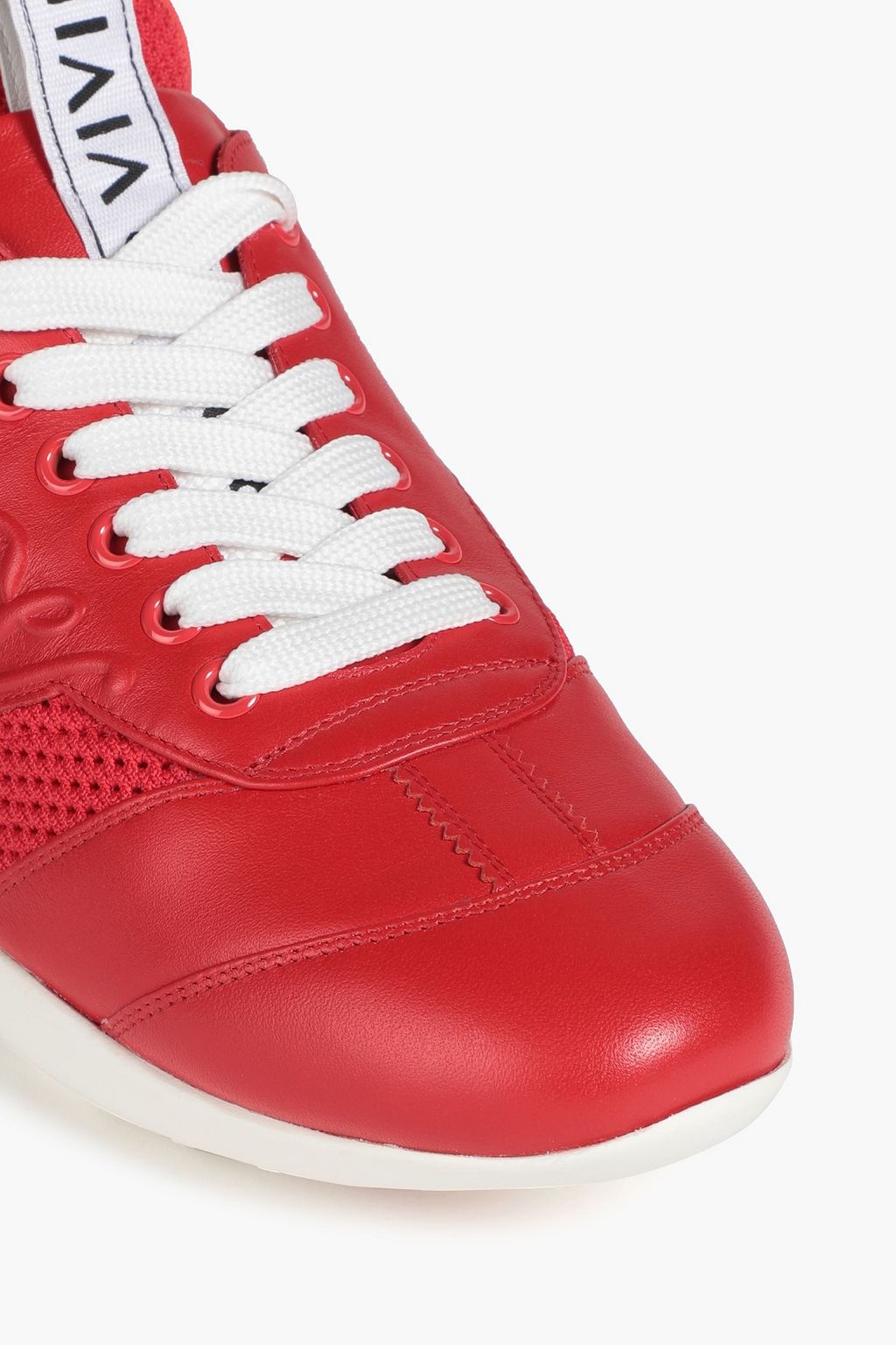 ROGER VIVIER Viv Match embossed leather and mesh sneakers