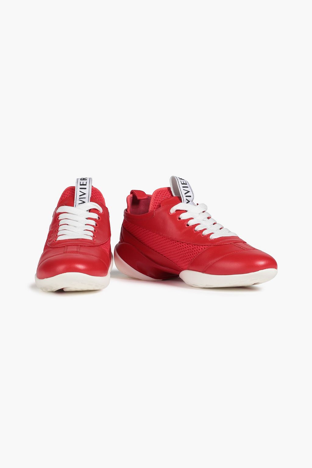 ROGER VIVIER Viv Match embossed leather and mesh sneakers