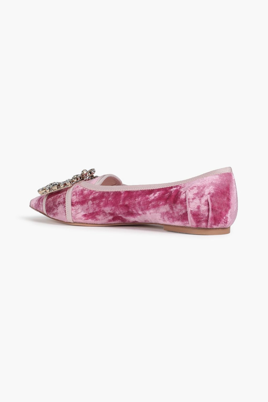 ROGER VIVIER RV Broche embellished velvet point-toe flats