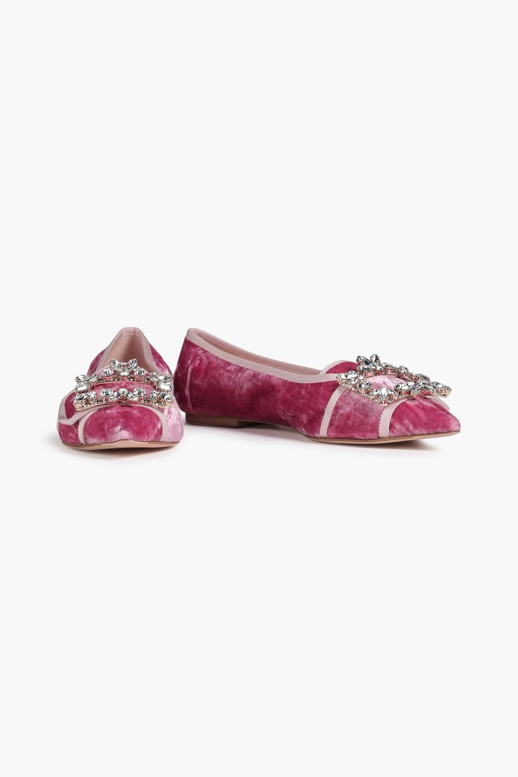 ROGER VIVIER RV Broche embellished velvet point-toe flats