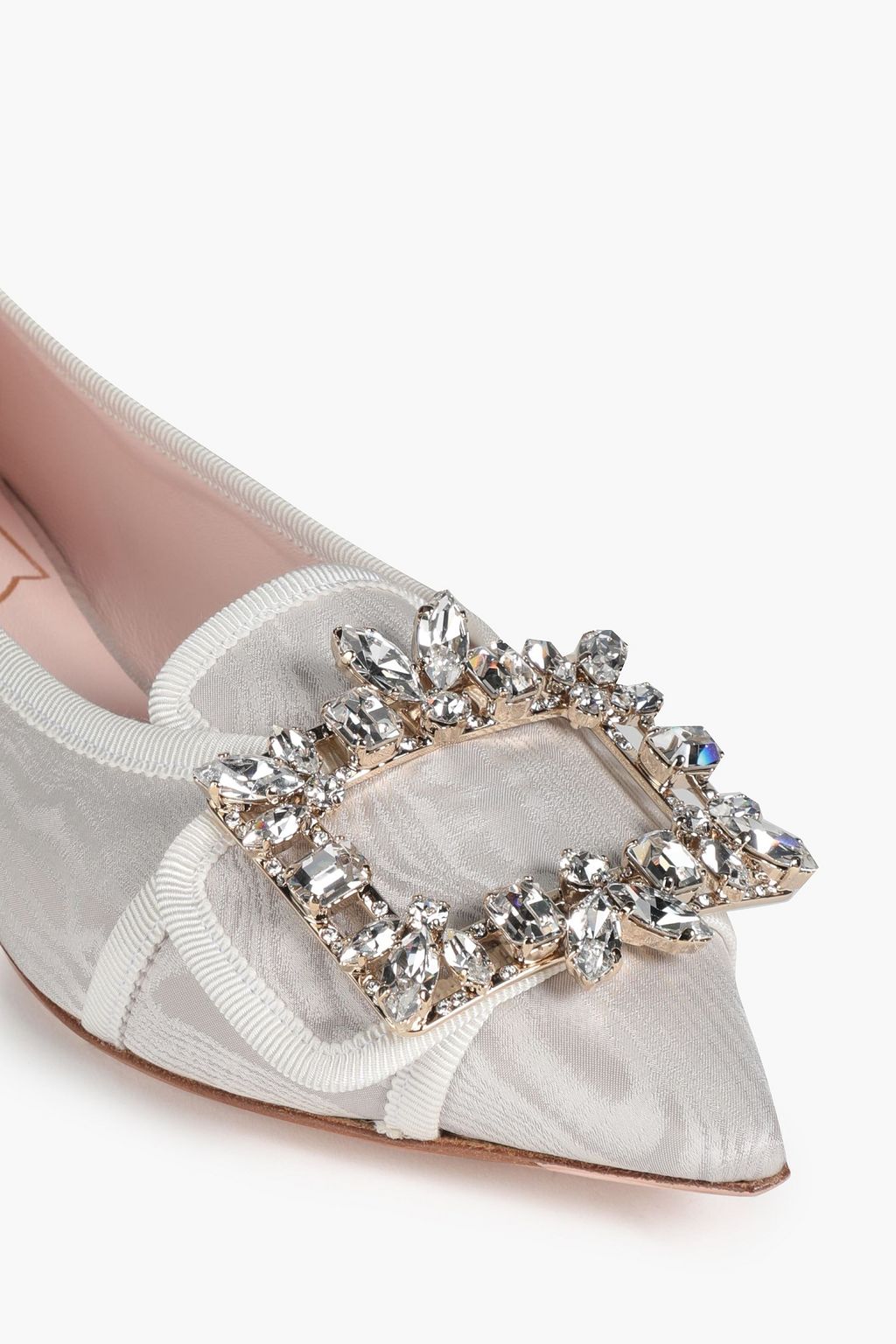 ROGER VIVIER Embellished moire point-toe flats