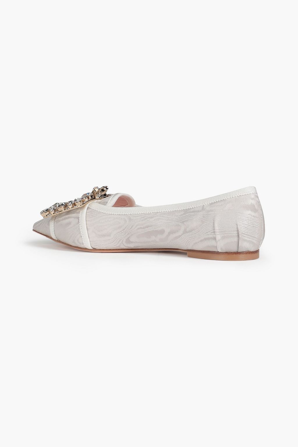 ROGER VIVIER Embellished moire point-toe flats
