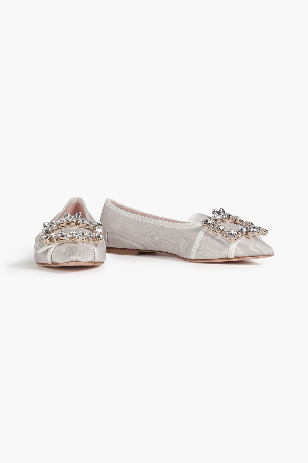 ROGER VIVIER Embellished moire point-toe flats