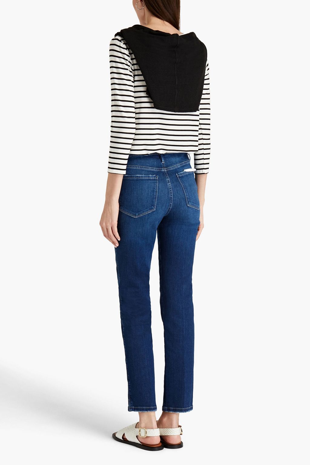 FRAME Le Sylvie distressed high-rise skinny jeans