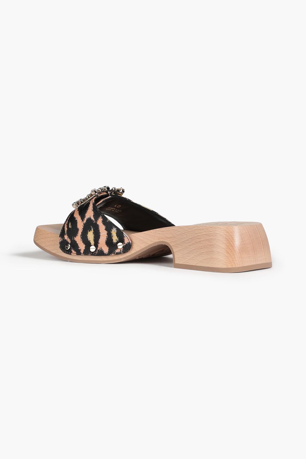 ROGER VIVIER Viv' Clogs embellished leopard-print canvas mules