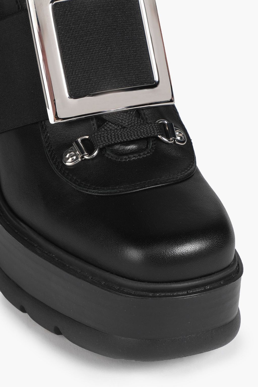 ROGER VIVIER Buckled padded leather platform ankle boots